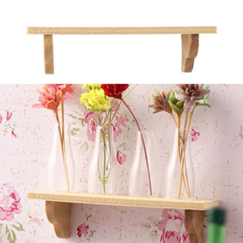 Home Bathroom Wall Decor - 1pcs 1:12 Dollhouse Wood Wall Shelf