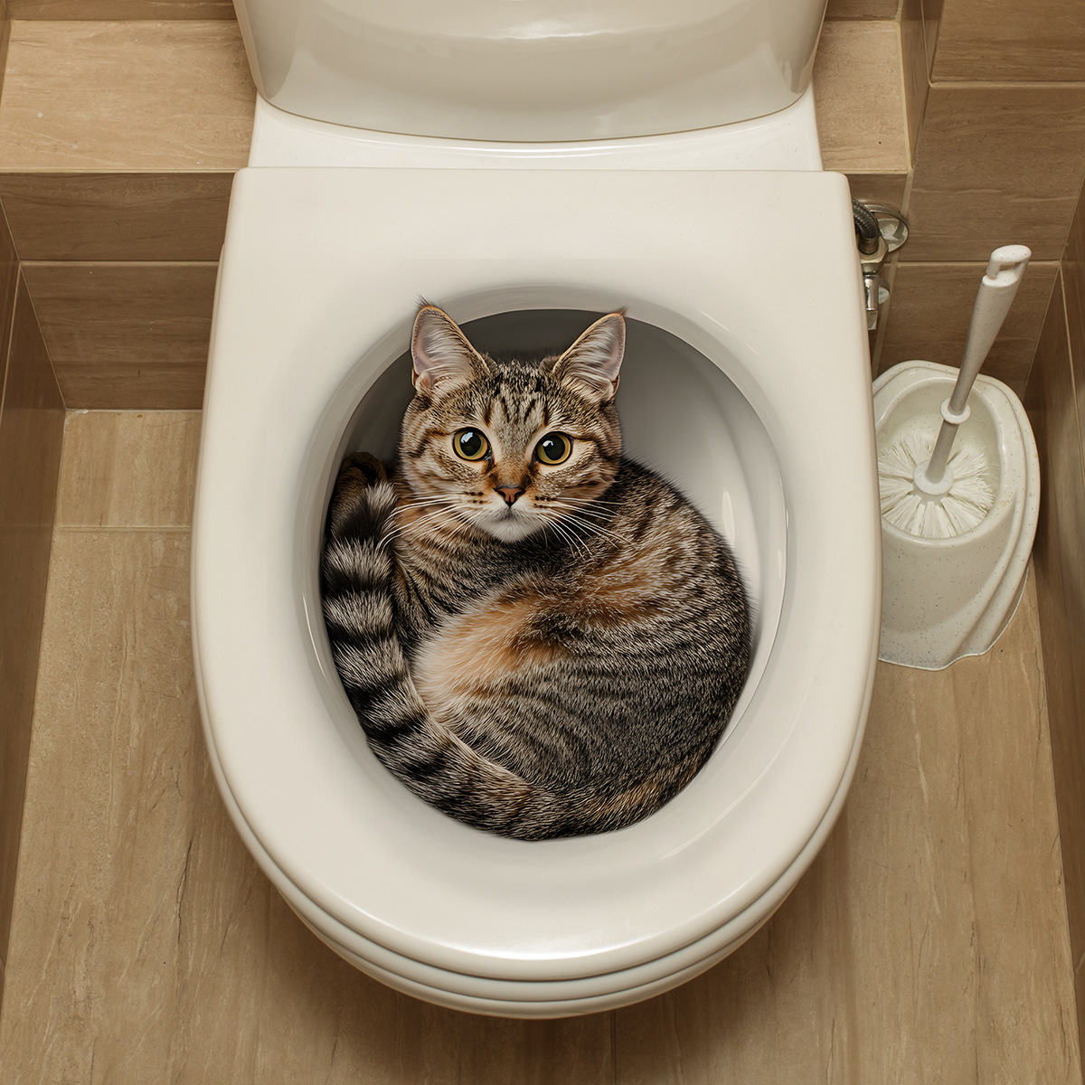 Tiny Home Bathroom Kit - 3D Funny Cat Toilet Sticker Bathroom
