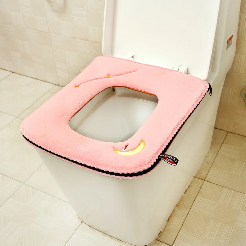 Home Bathroom Mats - Square with Zipper Home Toilet Cushion