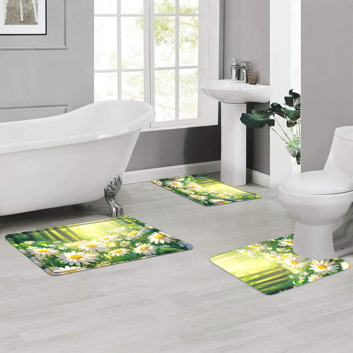 Daisy Floral Bath Mat Set Bath - Home Made Bathroom Vanity recension och pris