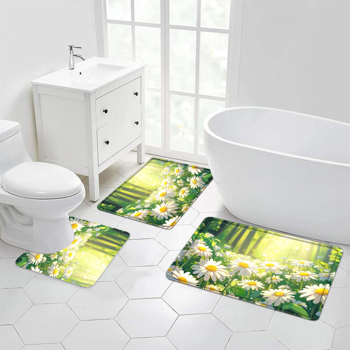 Daisy Floral Bath Mat Set Bath - Home Made Bathroom Vanity recension och pris