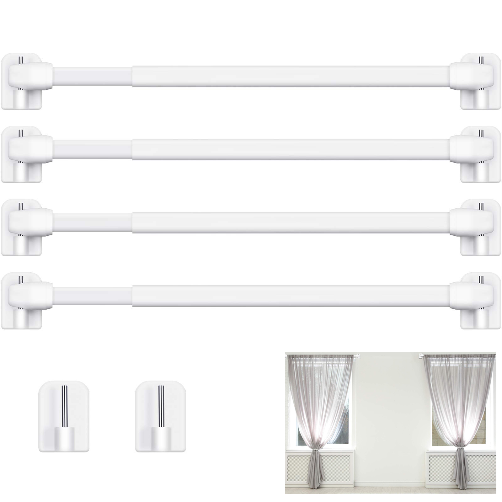 4Pcs Adjustable Curtain Rod Ba - Home Bathroom Window recension och pris