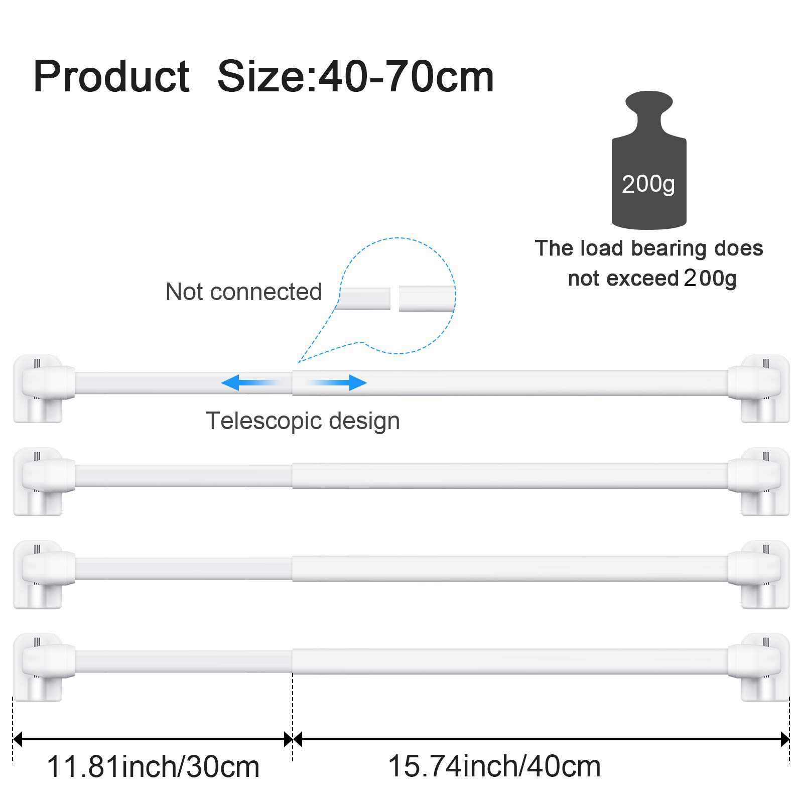 4Pcs Adjustable Curtain Rod Ba - Home Bathroom Window recension och pris