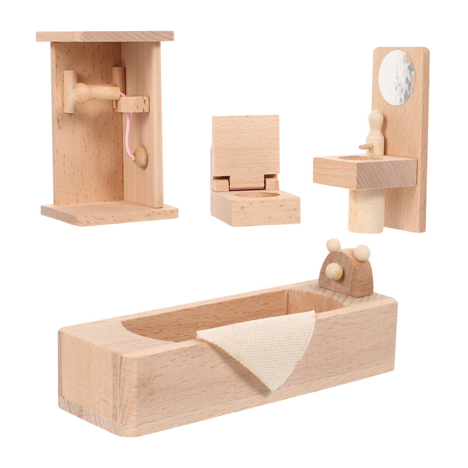 1Set Safe Natural Wood Mini Ba - Tiny Home Bathroom Kit recension och pris