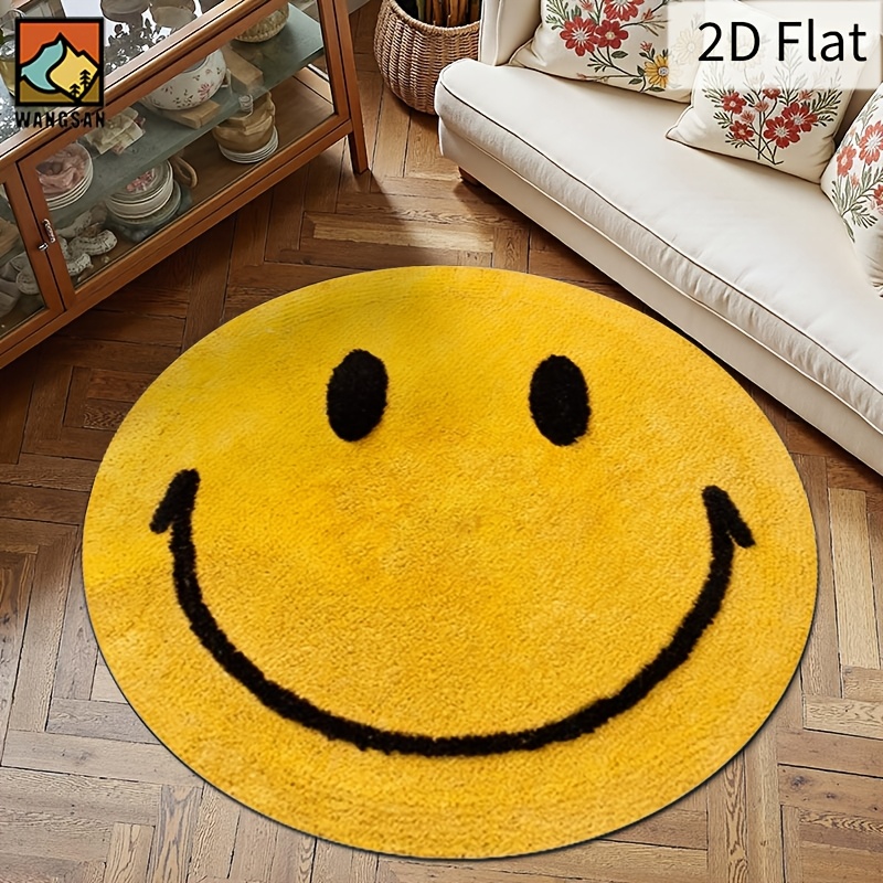 2D Round Flannel Rug Smiley Fa - Home Bathroom Floor Mats recension och pris