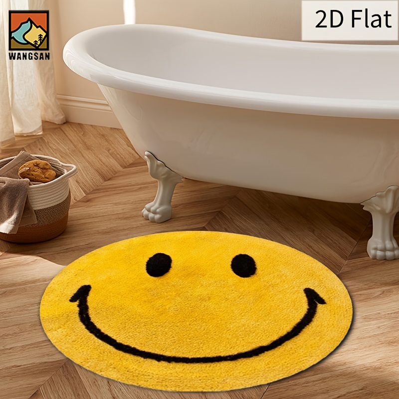 2D Round Flannel Rug Smiley Fa - Home Bathroom Floor Mats recension och pris