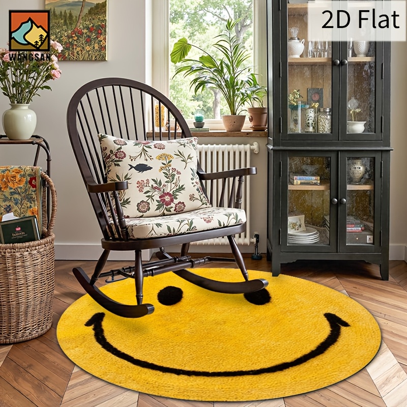2D Round Flannel Rug Smiley Fa - Home Bathroom Floor Mats recension och pris