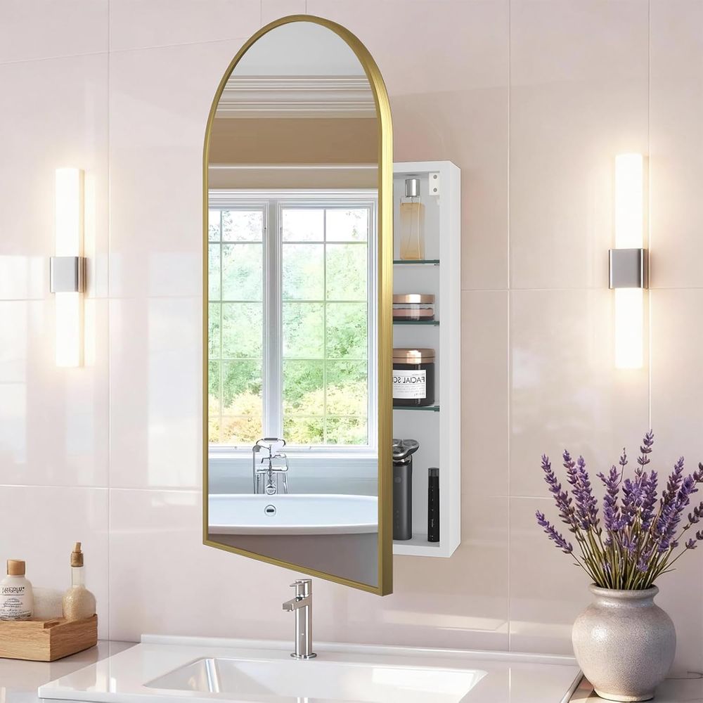 Luxurious Arched Gold Bathroom - Home Bathroom Mirror recension och pris