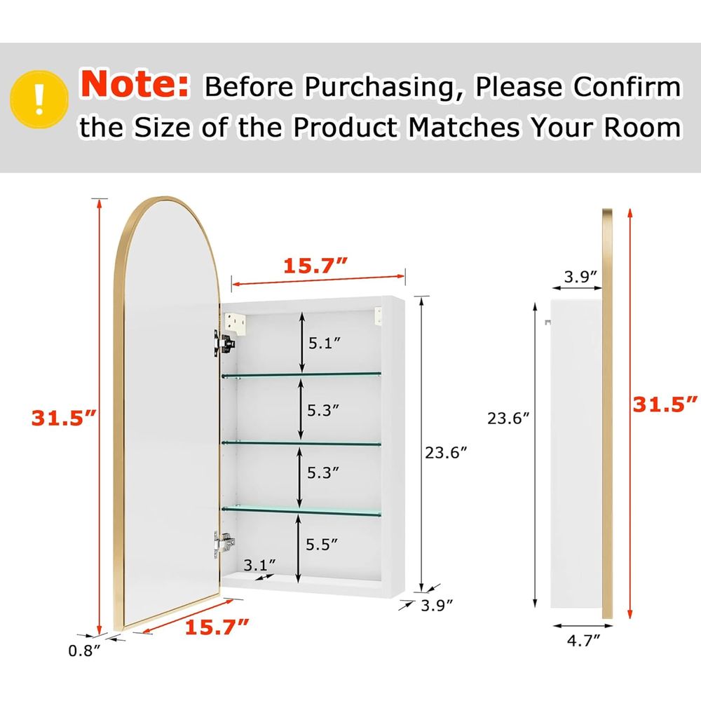 Luxurious Arched Gold Bathroom - Home Bathroom Mirror recension och pris