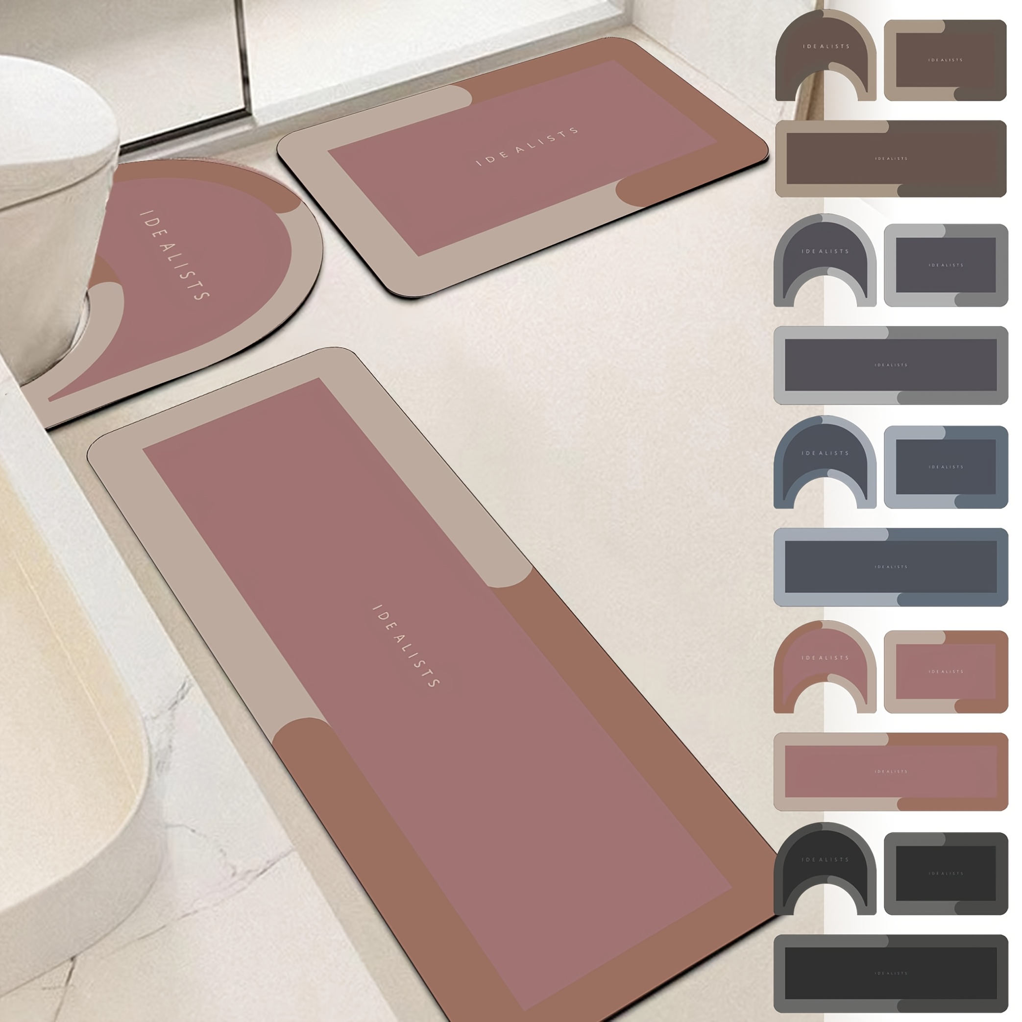 Modern Minimalist Bath Mat Set - Home Made Bathroom Vanity recension och pris