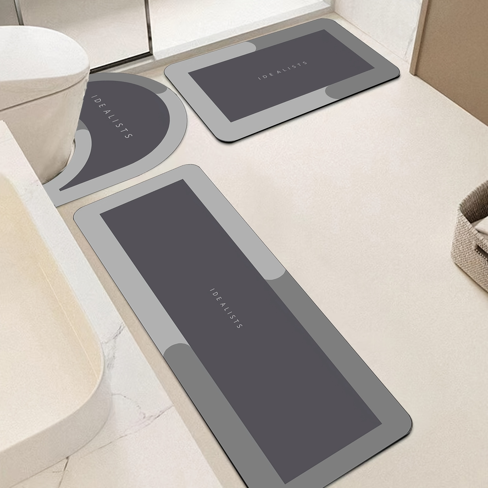 Modern Minimalist Bath Mat Set - Home Made Bathroom Vanity recension och pris